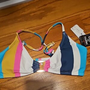 Colorful Striped Bikini Top